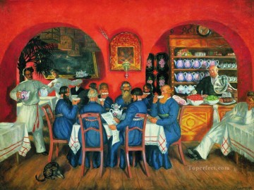  Mikhailovich Pintura al %C3%B3leo - Taberna de Moscú 1916 Boris Mikhailovich Kustodiev